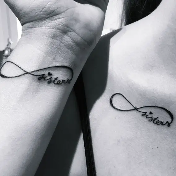 infinity sisters tattoos on wrist
