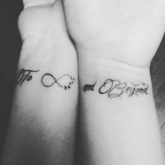 sister tattoos to infinity and beyond on wrist