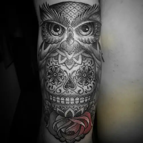 Sugar Skull Owl Tattoo on Thigh  Best Tattoo Ideas Gallery
